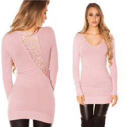 Maglione donna pullover felpa lungo comfy over size in pizzo