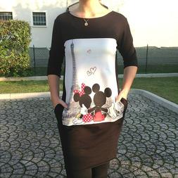 Maxi Maglia Mickey Mouse Minni Felpa Garzata Tinta Unita S/4