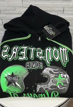 Melacomproio FELPA MAGLIA MONSTER S POWER UOMO CAPPELLO NERO