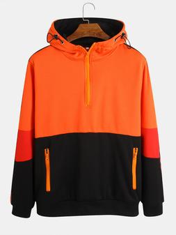 Mens Colore Block Patchwork Chiusura Lampo Front Street Styl
