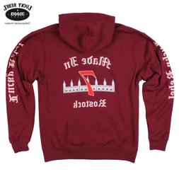 Lucky Rebel Mens Felpa con Zip e Cappuccio Fatto IN Borgogna