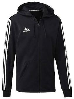 ADIDAS MH 3S FZ FT FELPA CAPPUCCIO ZIP UOMO NERA GARZATA DT9