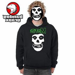 MISFITS  - FELPA NERA CAPPUCCIO - HORROR PUNK ROCK - STAMPA 