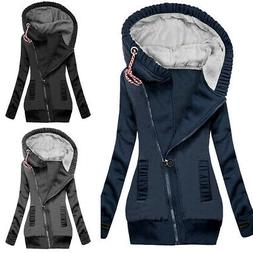Moda Donna Manica Lunga Felpa con Cerniera Giacca Invernale 