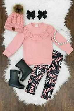 Neonati Bambine Cotone Manica Lunga Top Rosa Felpa Pantaloni