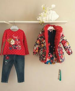BOBOLI NUOVO cappotto, vestito, jeans e felpa abbinati bimba