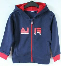 FILA Nuovo con Etichetta Blu Navy Zip Cappuccio Manica Lunga