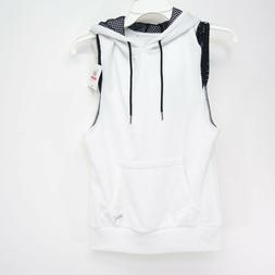 Nuovo PUMA Donna Bianco Rete Logo Zip senza Maniche Formazio