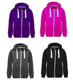 Nuovo IN Bambini Unisex Ragazze Tinta Unita Pile Zip Felpa c