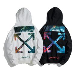 OFF WHITE cotone Felpa da uomo con cappuccio classico con ca