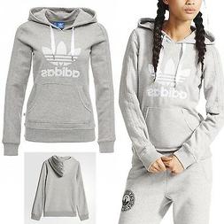 ADIDAS Originali Donna Slim Grigio Felpa con Cappuccio Tuta 
