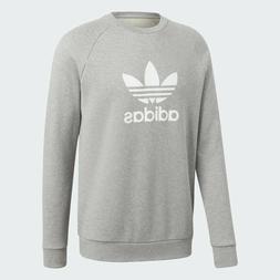 ADIDAS ORIGINALS Felpa Girocollo Garzata Grigio Chiaro Logo 
