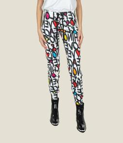 LOVE MOSCHINO PANTALONE DONNA BIANCO FELPA FANTASIA
