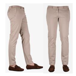 Pantaloni Uomo Slim Fit Casual Chino Cotone Beige Tasca Amer
