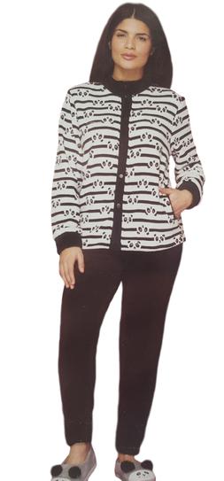 Pigiama Donna Coral Invernale Aperto Bottoni Micro Pile BUCC
