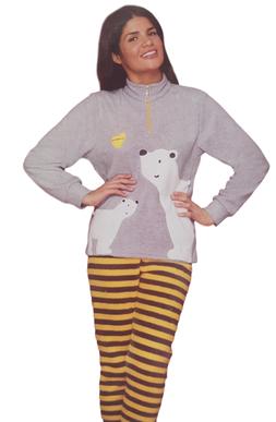 Pigiama Donna Coral Invernale Bordato con Zip Micro Pile BUC