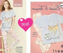 Avon Pigiama Donna DISNEY Bambi &Thumper Tg 48/50 NUOVO Mani