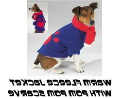 CASUAL CANINE Pile Cane Cappotto W/Pompom Sciarpa Felpa Giac