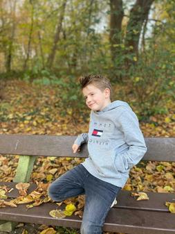 Tommy Hilfiger Pullover Logo Hoodie Taglia 116,128 Nuovo Inv