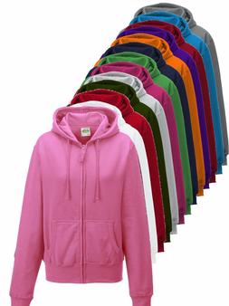 Ragazze Donne Tinta Unita Zip Cerniera Cappuccio Felpa Giacc