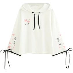 Ragazze Studenti Felpa con Cappuccio Floreale Maglia Pullove