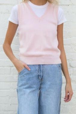 Brandy Melville Rosa Pastello Lana/Cashmere Misto Scollo V M