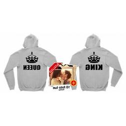 SAN VALENTINO COPPIA FELPA CAPPUCCIO KING E QUEEN CORONE + F
