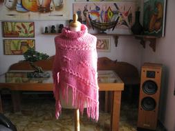 SCIALLE  Donna lana collo alto , colore Rosa antico , taglia