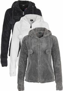 Stitch & Soul Donna Teddy Fleecejacke con Cappuccio E Orecch