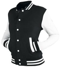 SWEAT COLLEGE JACKET AMERICAN BASEBALL BIANCO NERO FELPA RAG