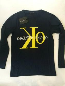 T-shirt maniche lunghe ragazzo blu navy con stampa