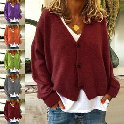 Taglie Forti Cappotto Donna Casual Morbido Maglieria Felpa D