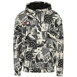 Tommy Hilfiger TJM Allover felpa in cotone bianca-nera da uo