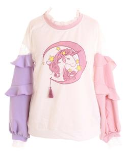 TS-225 Rosa Lilla Volant Maniche Magic Unicorno Pastello Dar