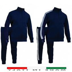 Tuta Bambino Ragazzo Unisex Blu Maglia Pantaloni Zip Sportiv