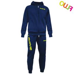 TUTA KING GIVOVA UNISEX FELPATA BLU'/GIALLO FLUO SPOTIVA ZIP