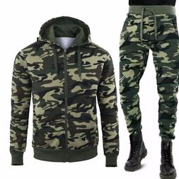 TUTA UOMO FELPA PANTALONE MIMETICA MILITARE CON CAPPUCCIO ZI