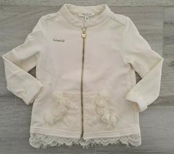 TWIN SET FELPA BIMBA BIANCA CON FIORI PIZZO TG 2 ANNI