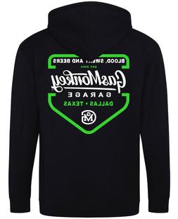 Ufficiale Gas Monkey Garage Autentico Verde Scudo Zip Felpa 