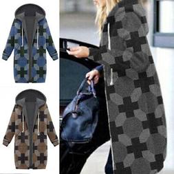 Manica Lunga Donna Cappotto con Cappuccio Stampato Felpa Cap