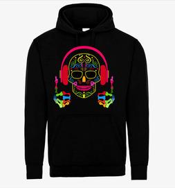 Unisex Dj Teschio di Zucchero Cuffie Felpa con Cappuccio Alt