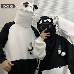Unisex Panda Felpa con Cappuccio Pullover Giacca Harajuku Ri
