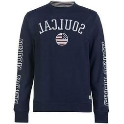 Uomo Autentico Soulcal USA Felpa Deluxe Fodera Pile Blu Navy