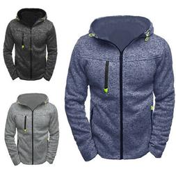 Uomo Caldo Felpa con Cappuccio Slim Fit Manica Lunga Zip Gia