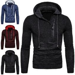 Uomo Caldo Inverno Grosso Maglia Pullover Felpa con Cappucci