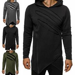 Uomo Casual Slim Maschile Manica Lunga Felpa con Cappuccio T