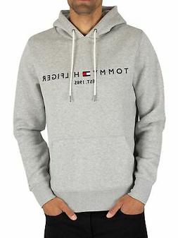 Tommy Hilfiger Uomo Felpa con cappuccio con logo, Grigio