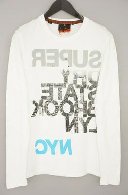 Uomo Superdry Felpa Cotone Bianco Girocollo M XNA273
