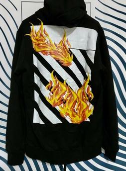 Uomo Felpa Nera Off-white Burn Tg S M L XXL Nero