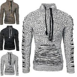 Uomo Grosso Maglia Felpa con Cappuccio Pullover Manica Lunga